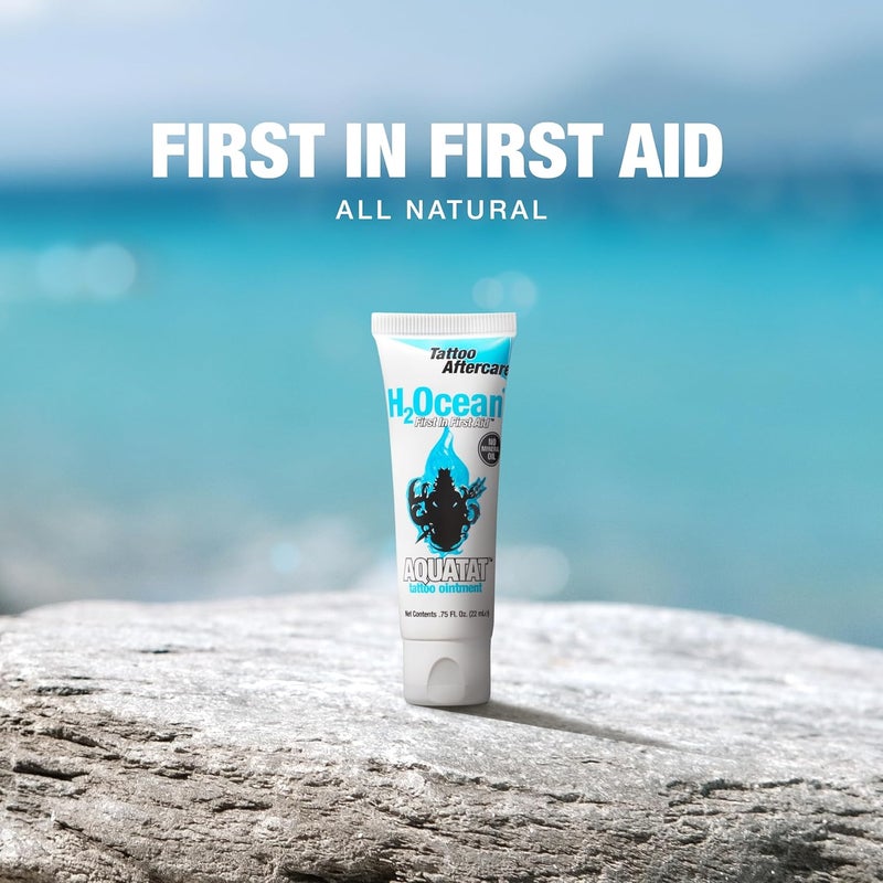 H2Ocean Aquatat Tattoo Healing Ointment - Tattoo Aftercare Cream for Tattoo Supplies - Fragrance- & Dye-Free Tattoo Care Ointment with Vitamins A & B - 0.75 oz - Image 5